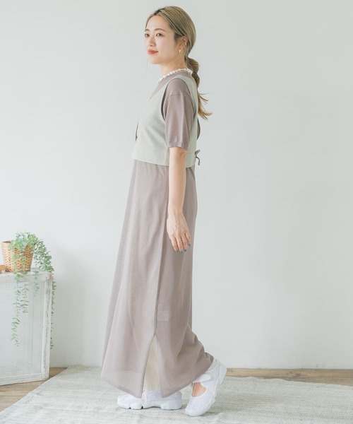 ITEMS URBANRESEARCH（アイテムズ アーバンリサーチ）の「ビスチェセットシアーニットワンピース（ワンピース・レディース・グレー/ブラウン/ベージュ・FREE）」の18枚目の写真