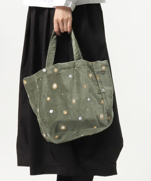 salle de bal(サルデバル)の「【 Craft India by PEAPOD 】刺繍&ビーズバッグ ミラーミラー / リーフネスト バックM FRH(トートバッグ・レディース・ライトグレー/カーキ/イエロー/ダークグレー・FREE)」の20枚目の写真
