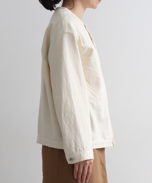 yuni（ユニ　）の「11ozムラ糸no collar ブルゾン（デニムジャケット・レディース・キナリ・FREE）」の3枚目の写真