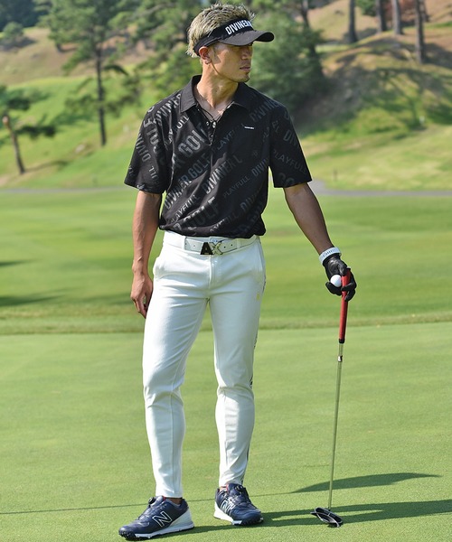 DIVINER GOLF(ディバイナー ゴルフ)の「【DIVINER GOLF】オリジナルゴルフウェア/総柄ロゴ半袖ポロシャツ メンズ(ポロシャツ・メンズ・ホワイト/ホワイト×ブラック/ブラック・M/L/XL)」の13枚目の写真