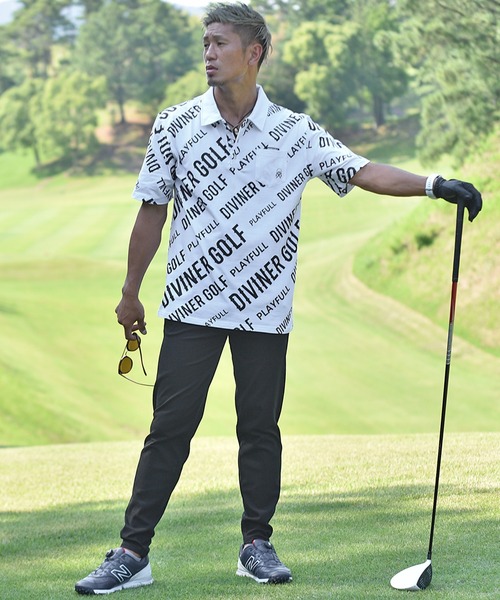 DIVINER GOLF(ディバイナー ゴルフ)の「【DIVINER GOLF】オリジナルゴルフウェア/総柄ロゴ半袖ポロシャツ メンズ(ポロシャツ・メンズ・ホワイト/ホワイト×ブラック/ブラック・M/L/XL)」の19枚目の写真