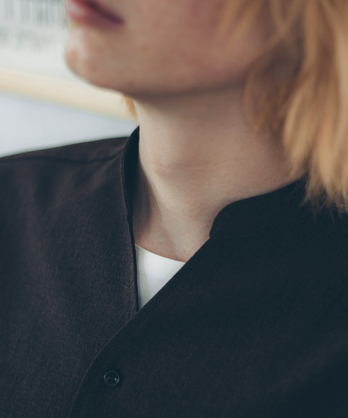 ABAHOUSE（アバハウス）の「ウールライク Vネック シャツ（シャツ/ブラウス・メンズ・ホワイト/ダークブラウン/グリーン/グレイッシュベージュ・44/46/48）」の10枚目の写真