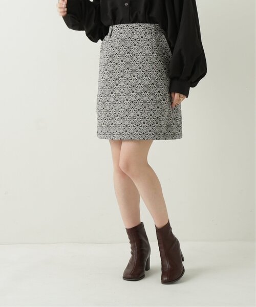 RAY CASSIN（レイカズン）の「ジャガード台形スカート（スカート・レディース・ブラック/オフホワイト・FREE）」の2枚目の写真