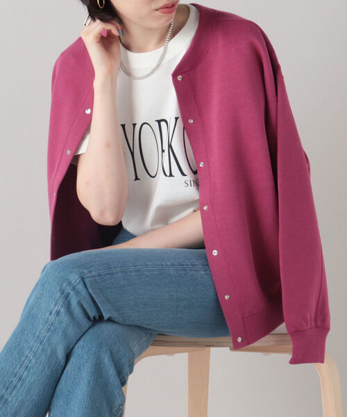 NOLLEY’S(ノーリーズ)の「◇【WEB限定】リブダブルフェイスブルゾン(カーディガン/ボレロ・レディース・オフホワイト/ブラック/オリーブ/ピンク・38)」の10枚目の写真