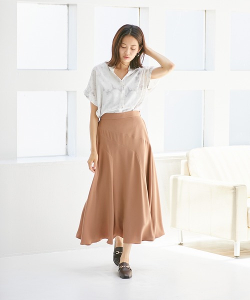Rewde(ルゥデ)の「【TV着用】マーブルプリントスキッパーシャツ(1R13-08150)(シャツ/ブラウス・レディース・ベージュ/グレー/ピンク・M)」の6枚目の写真