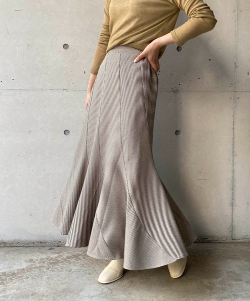 CAPRICIEUX LE'MAGE(カプリシューレマージュ)の「チドリチェックマーメイドスカート(スカート・レディース・ブラウン/グレー・FREE)」の2枚目の写真