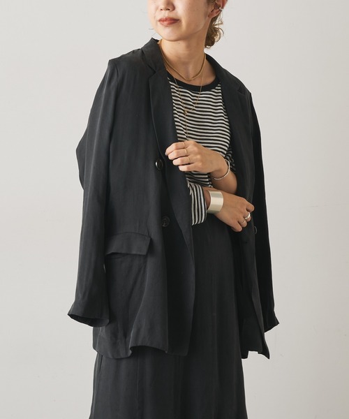 Omekashi(オメカシ)の「キュプラテーラードジャケット(テーラードジャケット・レディース・ブラック/ブラウン/ブルー・FREE)」の2枚目の写真