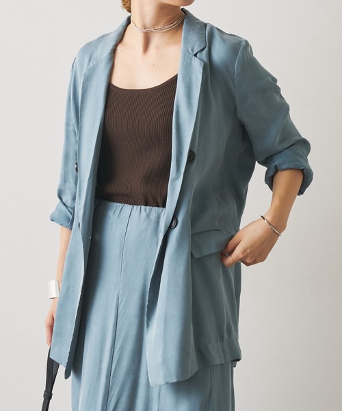 Omekashi(オメカシ)の「キュプラテーラードジャケット(テーラードジャケット・レディース・ブラック/ブラウン/ブルー・FREE)」の16枚目の写真