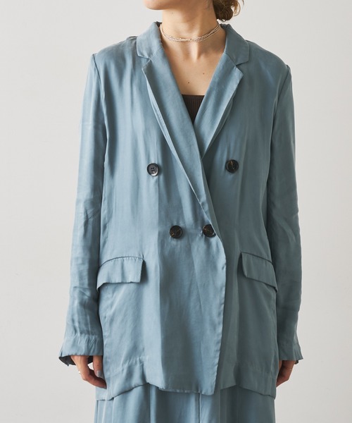 Omekashi(オメカシ)の「キュプラテーラードジャケット(テーラードジャケット・レディース・ブラック/ブラウン/ブルー・FREE)」の13枚目の写真