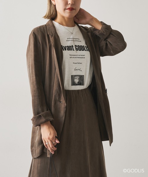 Omekashi(オメカシ)の「キュプラテーラードジャケット(テーラードジャケット・レディース・ブラック/ブラウン/ブルー・FREE)」の4枚目の写真