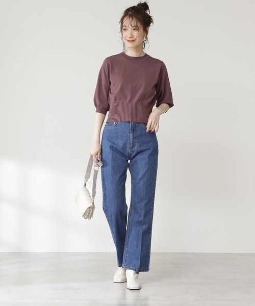 N.(N. Natural Beauty Basic)(エヌエヌナチュラルビューティーベーシック)の「◆バックボタンスリットニット(ニット/セーター・レディース・ブラウン/クリーム/グリーン・MEDIUM)」の7枚目の写真