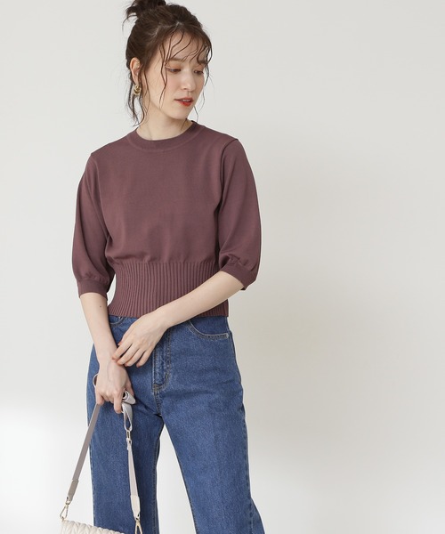N.(N. Natural Beauty Basic)(エヌエヌナチュラルビューティーベーシック)の「◆バックボタンスリットニット(ニット/セーター・レディース・ブラウン/クリーム/グリーン・MEDIUM)」の4枚目の写真