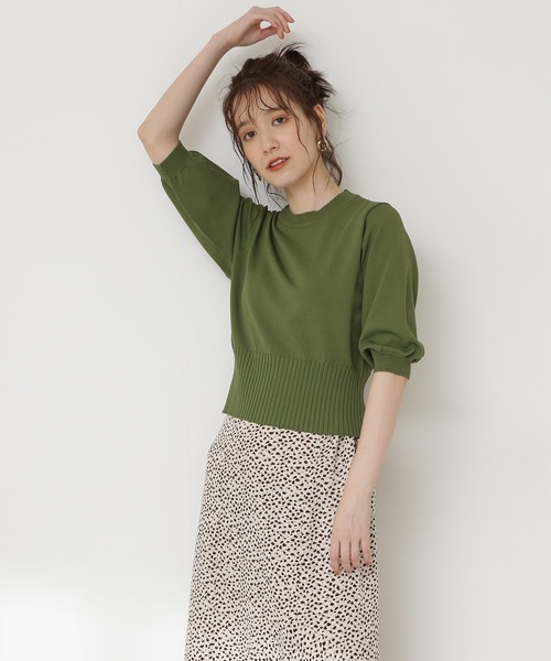 N.(N. Natural Beauty Basic)(エヌエヌナチュラルビューティーベーシック)の「◆バックボタンスリットニット(ニット/セーター・レディース・ブラウン/クリーム/グリーン・MEDIUM)」の5枚目の写真