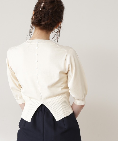 N.(N. Natural Beauty Basic)(エヌエヌナチュラルビューティーベーシック)の「◆バックボタンスリットニット(ニット/セーター・レディース・ブラウン/クリーム/グリーン・MEDIUM)」の16枚目の写真