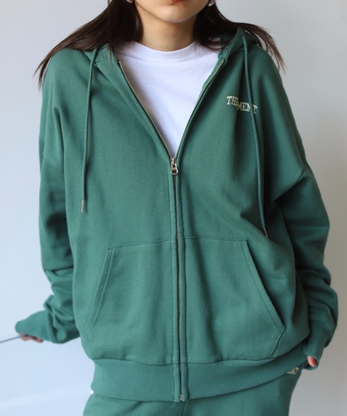 shaggie シャギー　パーカー スウェット セットアップ グリーン FREE SHAGGIE（シャギー）の「THE MOVEMENT フロントZIP裏毛スウェットBIG