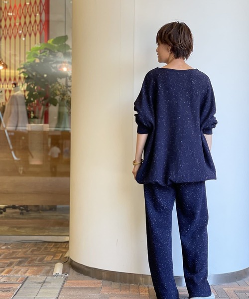 BEARDSLEY　袖ニットハオリ ネイビー BEARDSLEY（ビアズリー）の「袖ニットハオリ（ノーカラー
