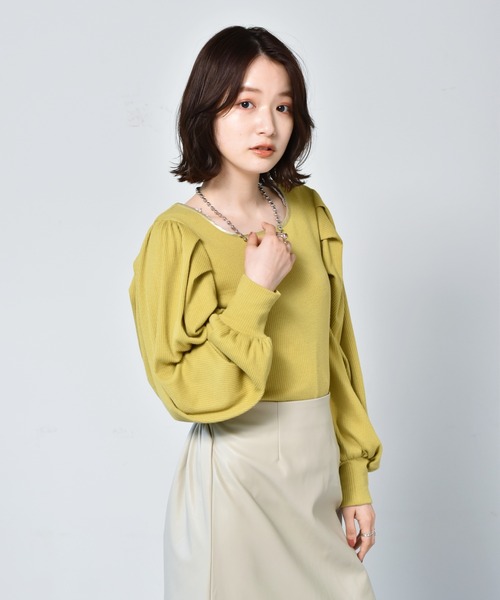 RETRO GIRL（レトロガール）の「パイピングパワショルTee（Tシャツ/カットソー・レディース・ホワイト/ブラック/イエロー/ブルー・FREE）」の4枚目の写真