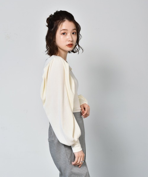 RETRO GIRL（レトロガール）の「パイピングパワショルTee（Tシャツ/カットソー・レディース・ホワイト/ブラック/イエロー/ブルー・FREE）」の18枚目の写真