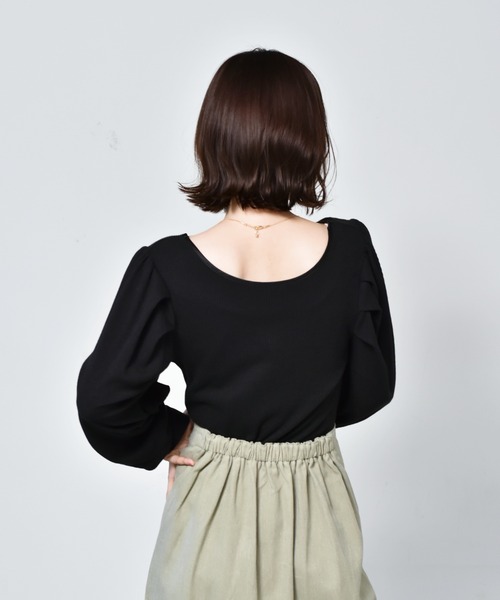 RETRO GIRL（レトロガール）の「パイピングパワショルTee（Tシャツ/カットソー・レディース・ホワイト/ブラック/イエロー/ブルー・FREE）」の15枚目の写真