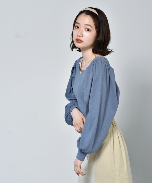 RETRO GIRL（レトロガール）の「パイピングパワショルTee（Tシャツ/カットソー・レディース・ホワイト/ブラック/イエロー/ブルー・FREE）」の14枚目の写真