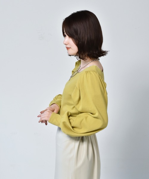 RETRO GIRL（レトロガール）の「パイピングパワショルTee（Tシャツ/カットソー・レディース・ホワイト/ブラック/イエロー/ブルー・FREE）」の12枚目の写真