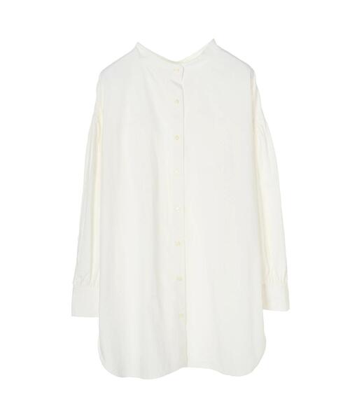 GARAGE OF GOOD CLOTHING（ガレージオブグッドクロージング）の「綿レーヨンギャザーチュニックブラウス＊（シャツ/ブラウス・レディース・ホワイト・FREE）」の2枚目の写真