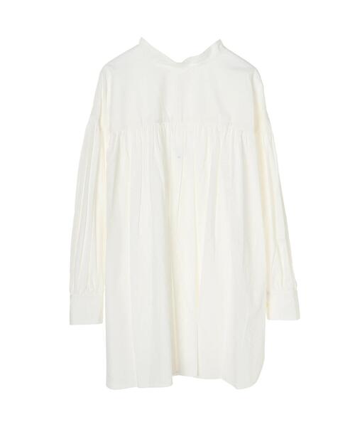 GARAGE OF GOOD CLOTHING（ガレージオブグッドクロージング）の「綿レーヨンギャザーチュニックブラウス＊（シャツ/ブラウス・レディース・ホワイト・FREE）」の3枚目の写真
