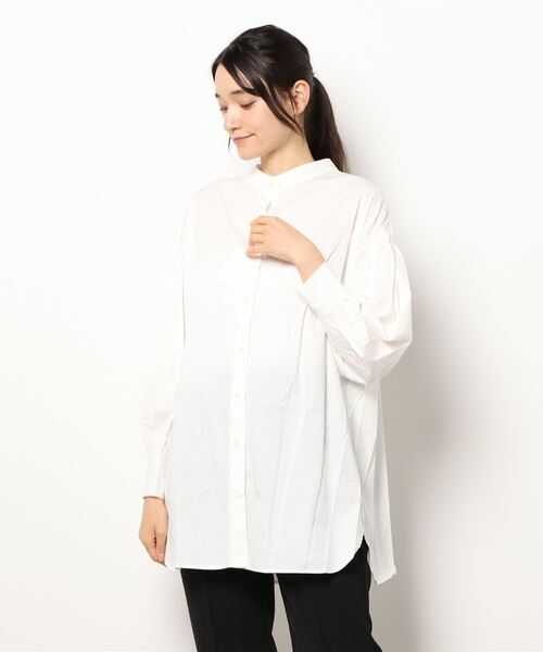 GARAGE OF GOOD CLOTHING（ガレージオブグッドクロージング）の「綿レーヨンギャザーチュニックブラウス＊（シャツ/ブラウス・レディース・ホワイト・FREE）」の7枚目の写真