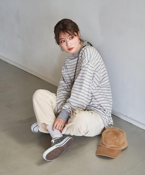 coen（コーエン）の「ボーダービッグロンT（Tシャツ/カットソー・レディース・ライトグレー/ブラウン/コバルトブルー・MEDIUM/LARGE）」の4枚目の写真