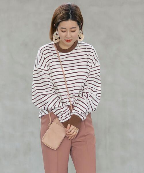 coen（コーエン）の「ボーダービッグロンT（Tシャツ/カットソー・レディース・ライトグレー/ブラウン/コバルトブルー・MEDIUM/LARGE）」の6枚目の写真