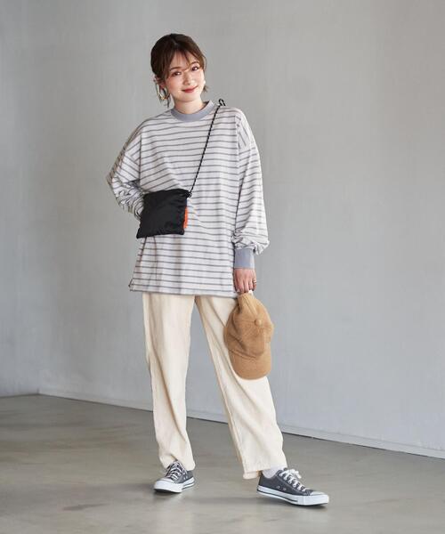 coen（コーエン）の「ボーダービッグロンT（Tシャツ/カットソー・レディース・ライトグレー/ブラウン/コバルトブルー・MEDIUM/LARGE）」の10枚目の写真