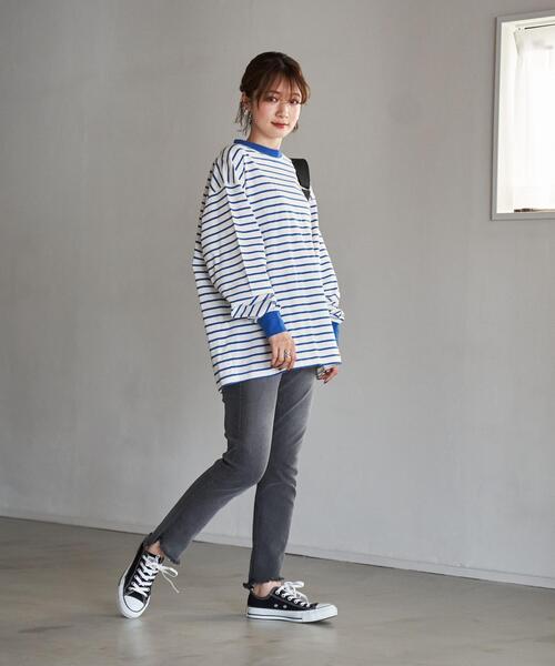 coen（コーエン）の「ボーダービッグロンT（Tシャツ/カットソー・レディース・ライトグレー/ブラウン/コバルトブルー・MEDIUM/LARGE）」の11枚目の写真