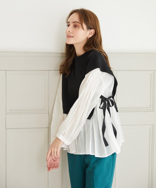 Rewde（ルゥデ）の「【WEB限定】シャツドッキングプルオーバー（1R15-613802）（Tシャツ/カットソー・レディース・ブラック/ベージュ・M）」の19枚目の写真