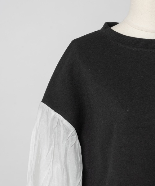 Rewde（ルゥデ）の「【WEB限定】シャツドッキングプルオーバー（1R15-613802）（Tシャツ/カットソー・レディース・ブラック/ベージュ・M）」の4枚目の写真