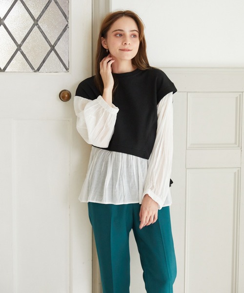 Rewde（ルゥデ）の「【WEB限定】シャツドッキングプルオーバー（1R15-613802）（Tシャツ/カットソー・レディース・ブラック/ベージュ・M）」の22枚目の写真