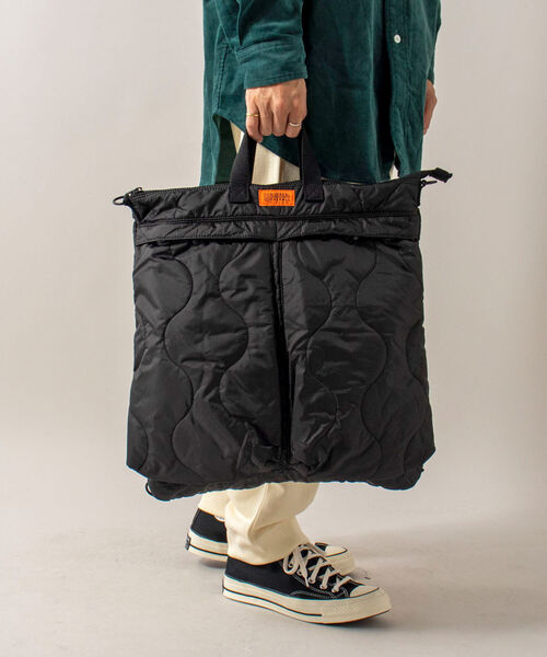UNIVERSAL OVERALL（ユニバーサルオーバーオール）の「【UNIVERSAL OVERALL】3WAY キルティングヘルメットバッグ#UVO-109（ショルダーバッグ・メンズ・オリーブ/ブラック・FREE）」の20枚目の写真