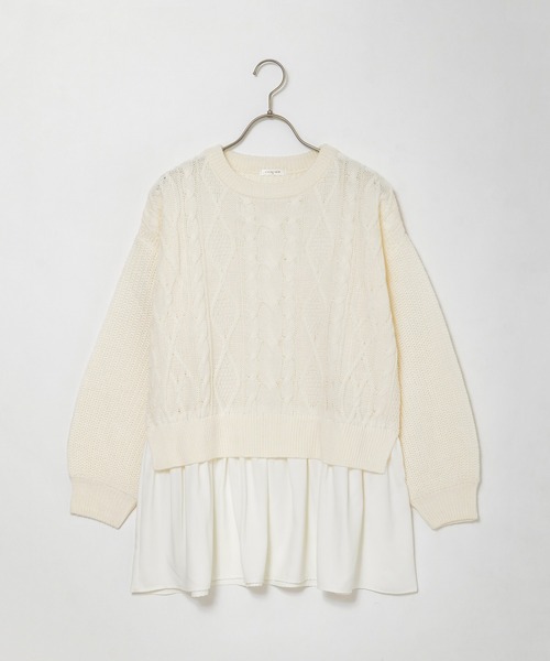 Honeys(ハニーズ)の「裾レイヤード風ニット(ニット/セーター・レディース・サックスブルー/アイボリー/グリーン系その他/ベージュ/ピンク系その他・S/M/L)」の9枚目の写真