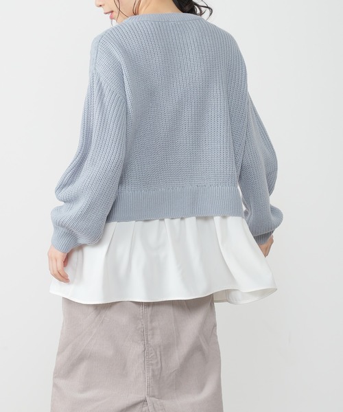 Honeys(ハニーズ)の「裾レイヤード風ニット(ニット/セーター・レディース・サックスブルー/アイボリー/グリーン系その他/ベージュ/ピンク系その他・S/M/L)」の20枚目の写真