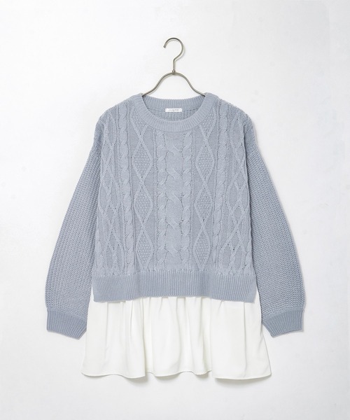 Honeys(ハニーズ)の「裾レイヤード風ニット(ニット/セーター・レディース・サックスブルー/アイボリー/グリーン系その他/ベージュ/ピンク系その他・S/M/L)」の21枚目の写真