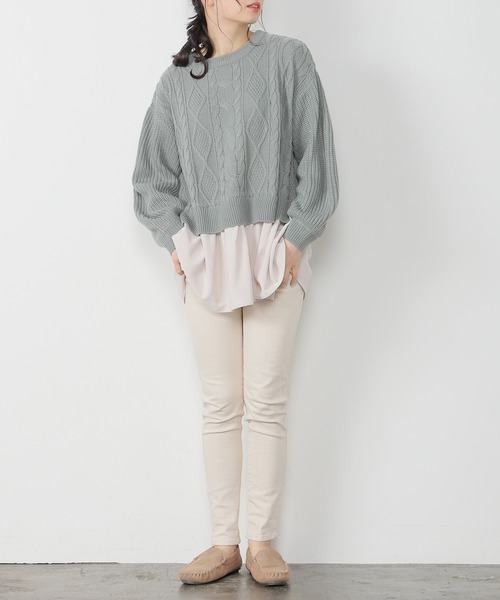 Honeys(ハニーズ)の「裾レイヤード風ニット(ニット/セーター・レディース・サックスブルー/アイボリー/グリーン系その他/ベージュ/ピンク系その他・S/M/L)」の14枚目の写真