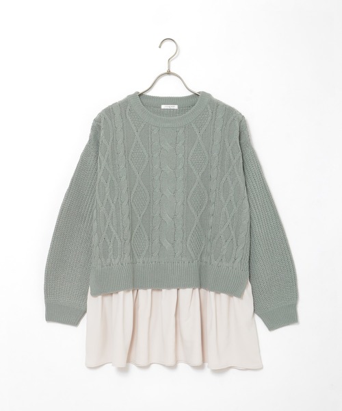 Honeys(ハニーズ)の「裾レイヤード風ニット(ニット/セーター・レディース・サックスブルー/アイボリー/グリーン系その他/ベージュ/ピンク系その他・S/M/L)」の17枚目の写真