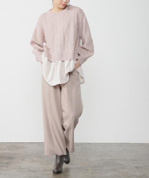 Honeys(ハニーズ)の「裾レイヤード風ニット(ニット/セーター・レディース・サックスブルー/アイボリー/グリーン系その他/ベージュ/ピンク系その他・S/M/L)」の10枚目の写真