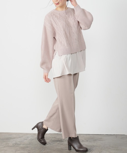 Honeys(ハニーズ)の「裾レイヤード風ニット(ニット/セーター・レディース・サックスブルー/アイボリー/グリーン系その他/ベージュ/ピンク系その他・S/M/L)」の11枚目の写真