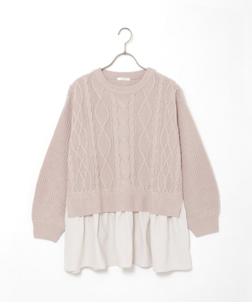 Honeys(ハニーズ)の「裾レイヤード風ニット(ニット/セーター・レディース・サックスブルー/アイボリー/グリーン系その他/ベージュ/ピンク系その他・S/M/L)」の13枚目の写真