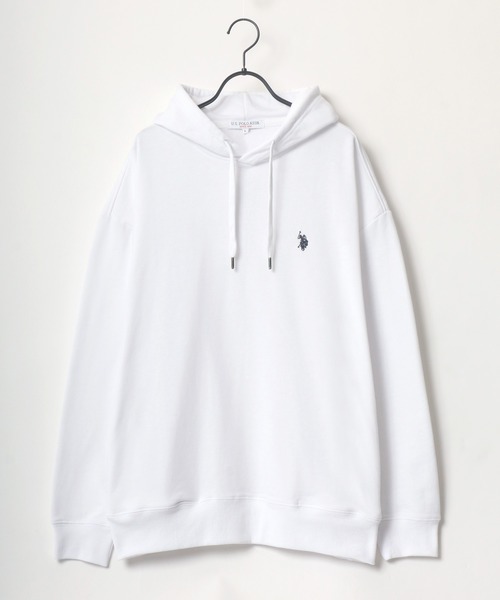 U.S. POLO ASSN.(ユーエスポロアッスン)の「U.S. POLO ASSN./ユーエスポロアッスン 別注 オーバーサイズ 裏毛 ロゴ ワンポイント刺繍 スウェット パーカー フーディー/長袖 トップス プルオーバー/レディース メンズ(パーカー・メンズ・ホワイト/ブラック/ダークグリーン/ベージュ/ネイビー/サックスブルー/グリーン/オートミール/グレー/チャコールグレー・LL/M/L)」の14枚目の写真