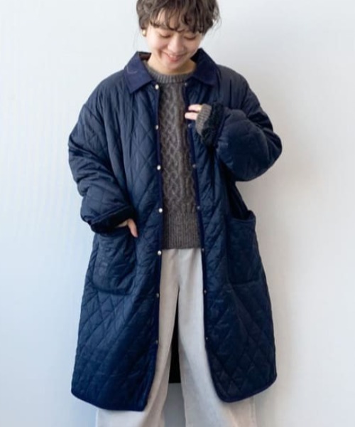 studio CLIP（スタディオクリップ）の「襟取り外しキルトコート（その他アウター・レディース・ネイビー/モカ/ベージュ・MEDIUM/LARGE）」の3枚目の写真