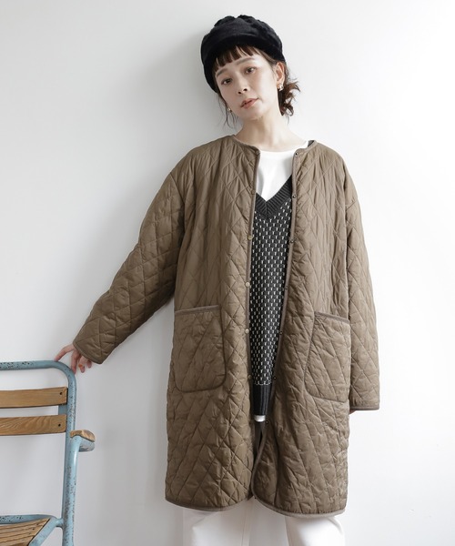 studio CLIP（スタディオクリップ）の「襟取り外しキルトコート（その他アウター・レディース・ネイビー/モカ/ベージュ・MEDIUM/LARGE）」の7枚目の写真