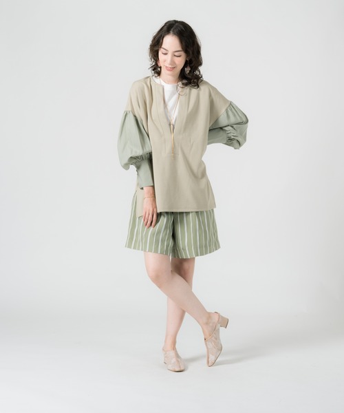 LAYMEE（レイミー）の「Wolf stripe shorts pants / ウォルフストライプショートパンツ（その他パンツ・レディース・ベージュ/グリーン系その他/キャメル/ネイビー・FREE）」の14枚目の写真