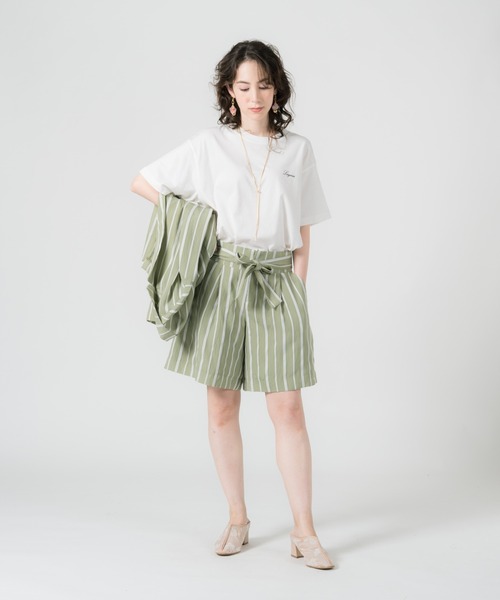 LAYMEE（レイミー）の「Wolf stripe shorts pants / ウォルフストライプショートパンツ（その他パンツ・レディース・ベージュ/グリーン系その他/キャメル/ネイビー・FREE）」の12枚目の写真