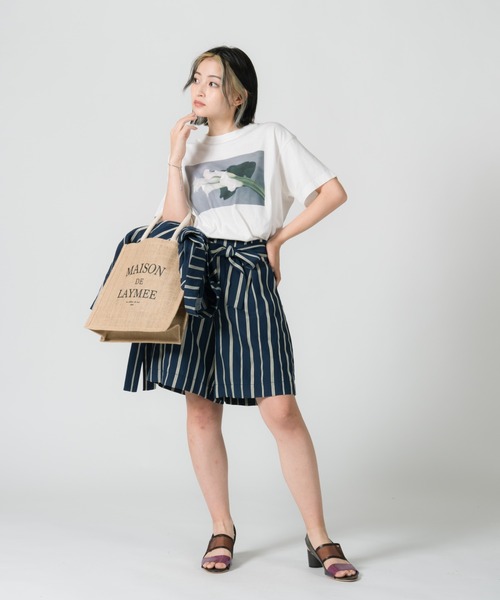 LAYMEE（レイミー）の「Wolf stripe shorts pants / ウォルフストライプショートパンツ（その他パンツ・レディース・ベージュ/グリーン系その他/キャメル/ネイビー・FREE）」の8枚目の写真